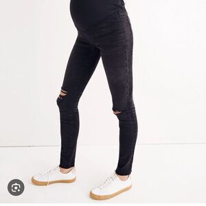 Madewell Maternity Over the Belly 29 Black Distressed Skinny Jeans